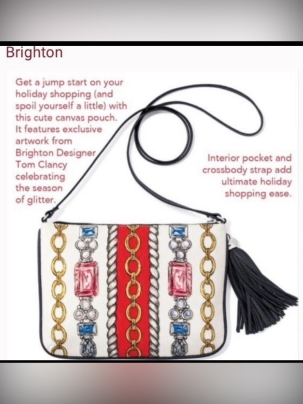 Brighton " Glitter & Go" Limited Edition 2017 Canvas Crossbody Style Purse - NWT - Picture 4 of 6